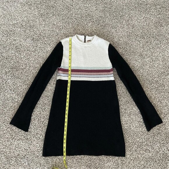 $148 Free People Sweater Dress Knit Long Sleeve Color Block XS - Picture 7 of 13